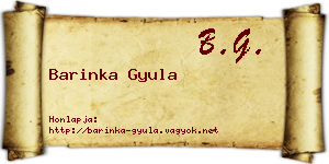 Barinka Gyula névjegykártya